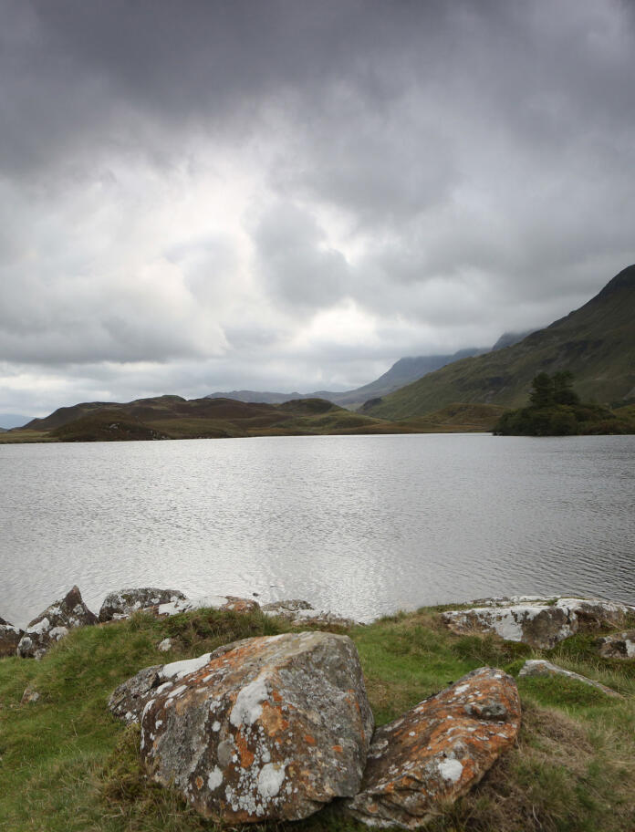 Llynnau Cregennan / Cregennan Lakes, Snowdonia with the Cadair Idris range in the background