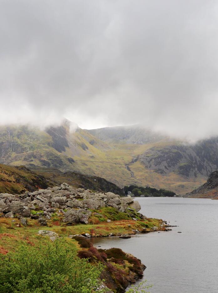 Misty mountains in Snowdonia National Park
