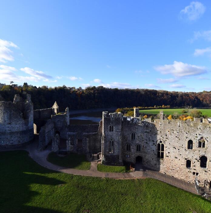 interior of castle courtyard viewed from height.