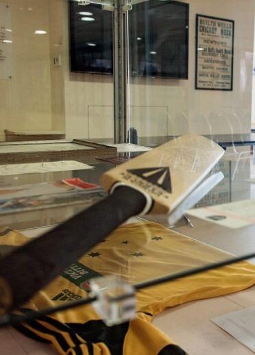 Cricket bat inside a display cabinet