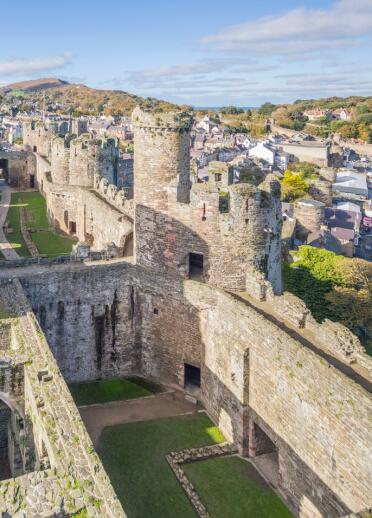 aerial view of Castell Conwy.(Conwy Castle).