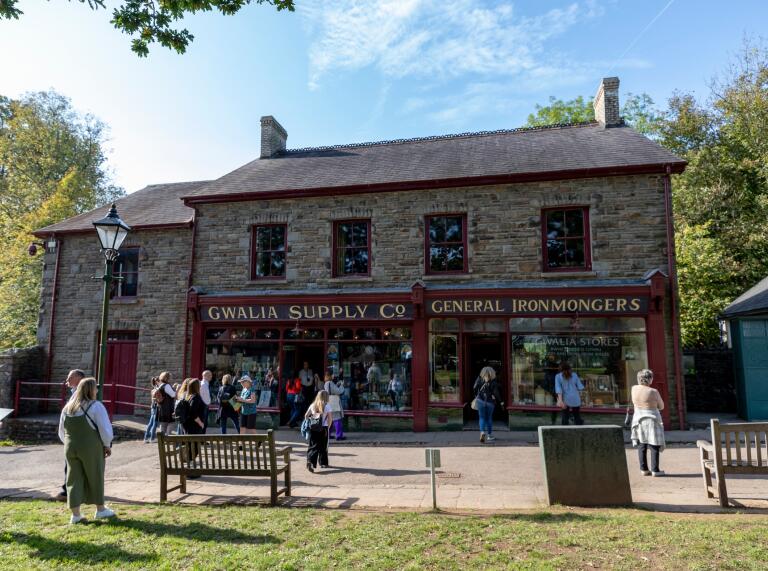 An historic ironmongers shop at an outdoor museum.