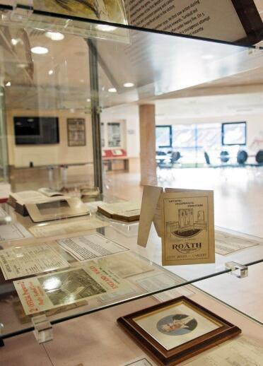 Cricket memorabilia inside a display cabinet