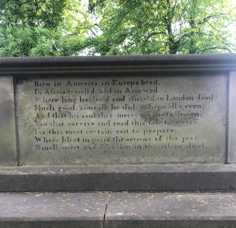 Close up of tomb stone