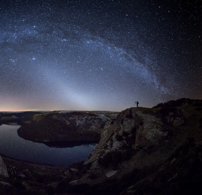 The Milky Way forming an arch in the night sky over the Elan Valley