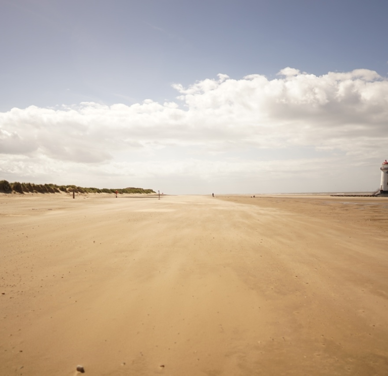 A large warm sandy beach.