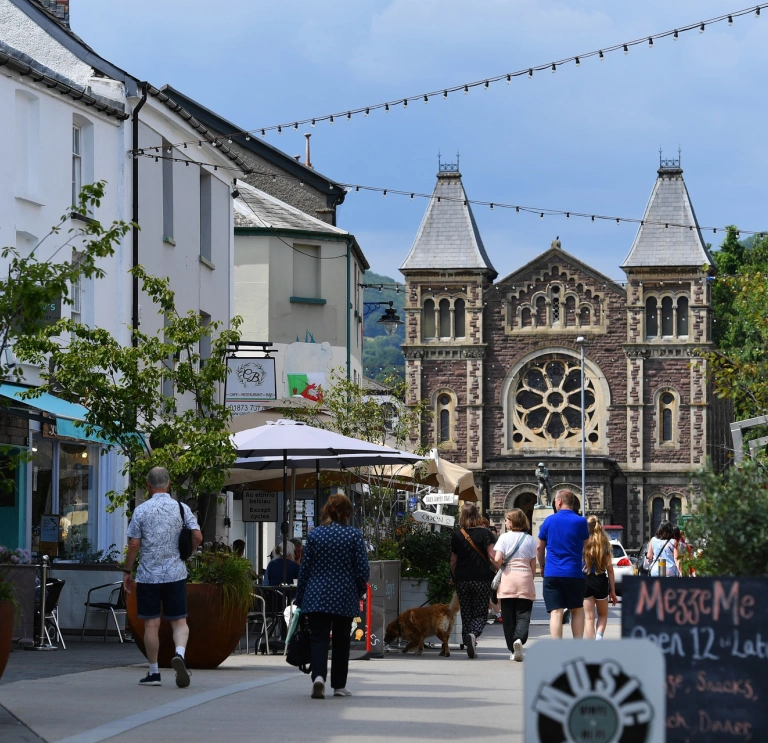 bustling town centre.