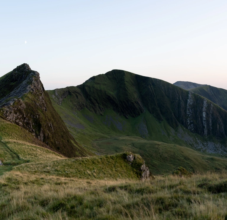 A footpath along a mountain ridge.