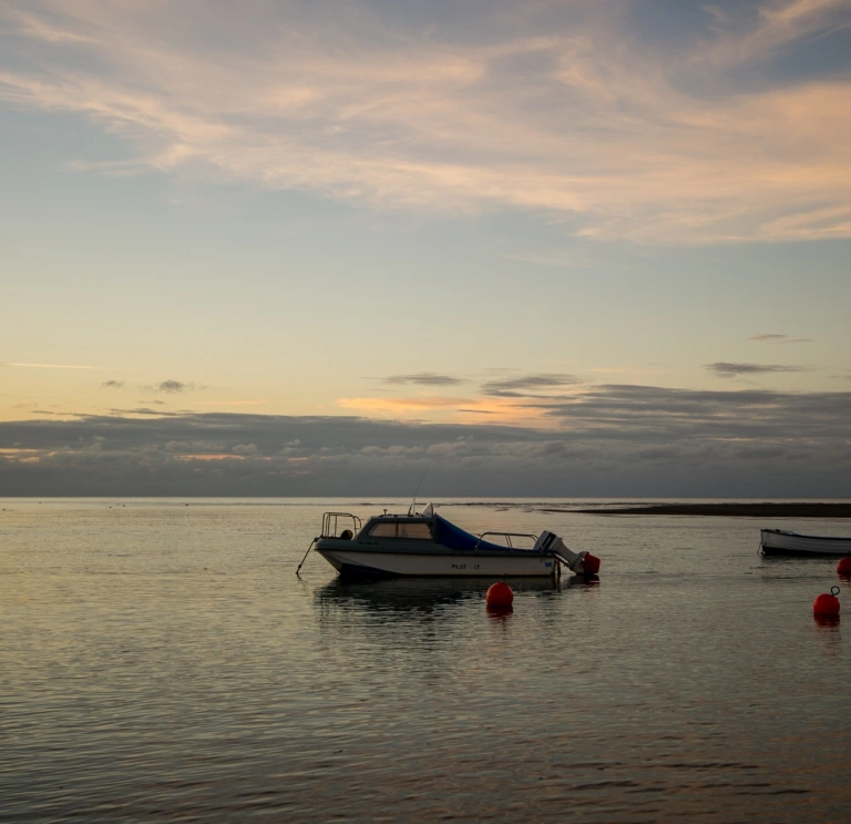 Newport beach, Pembrokeshire at dusk.