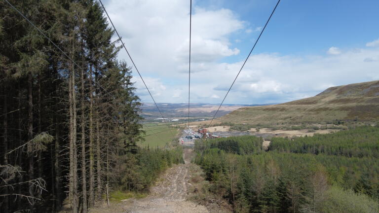 Zip lines over the countryside
