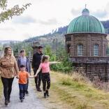 family walking in Elan Valley.