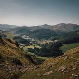 Blick auf Eglwyseg Escarpment, Nordwales.